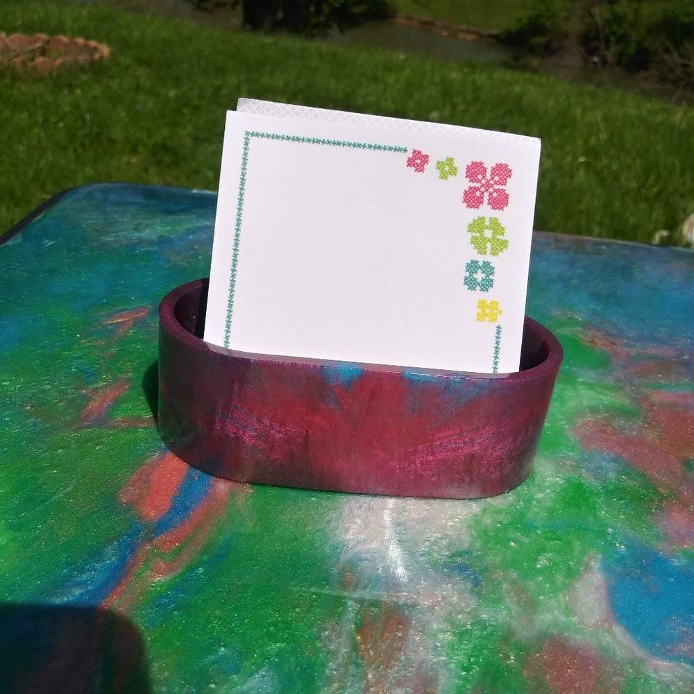 Purple Post It Note Holder Organizer Resin Art Handmade Cute Office Desk - Picture 4 of 12